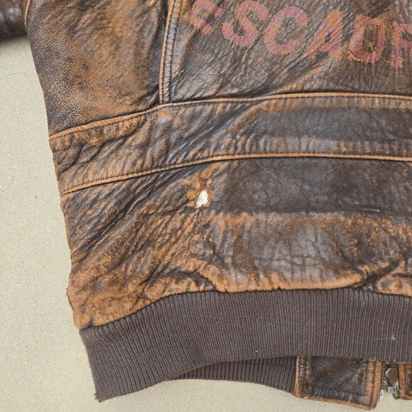 Vintage Leather Flight Bomber Jacket Lafayette Escadrille Squadron Sz 38 XL - Picture 10 of 16